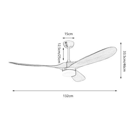 ZEVENTI - LED Stropný ventilátor GINOSA LED/18W/230V 3000-6000K Wi-Fi Tuya čierna/dub + diaľkové ovládanie