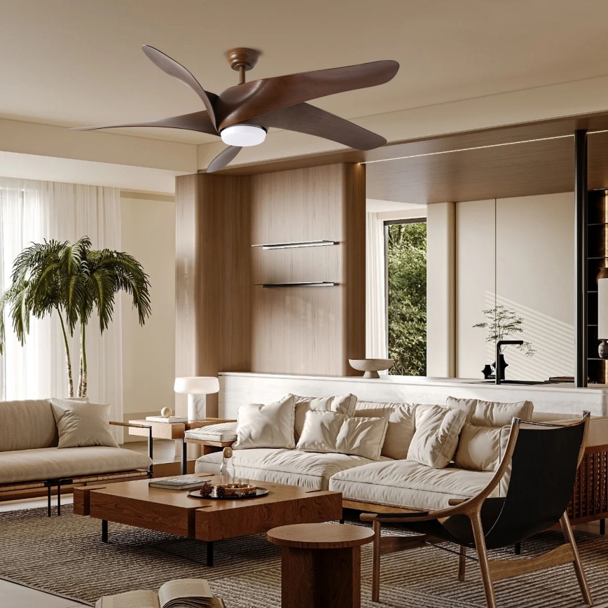 ZEVENTI - LED Stmievateľný stropný ventilátor LUCCA LED/18W/230V 3000-6000K Wi-Fi Tuya hnedá + diaľkové ovládanie