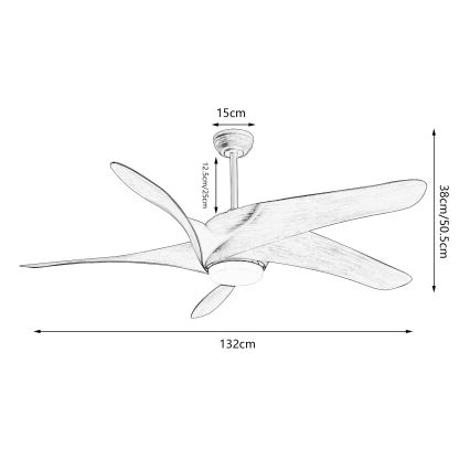 ZEVENTI - LED Stmievateľný stropný ventilátor LUCCA LED/18W/230V 3000-6000K Wi-Fi Tuya hnedá + diaľkové ovládanie