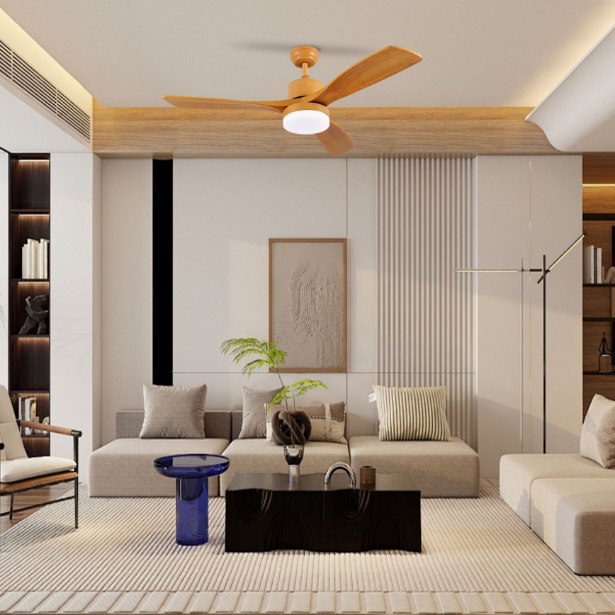 ZEVENTI - LED stropný ventilátor MARE LED/24W/230V 3000/4000/6000K Wi-Fi Tuya dub + diaľkové ovládanie