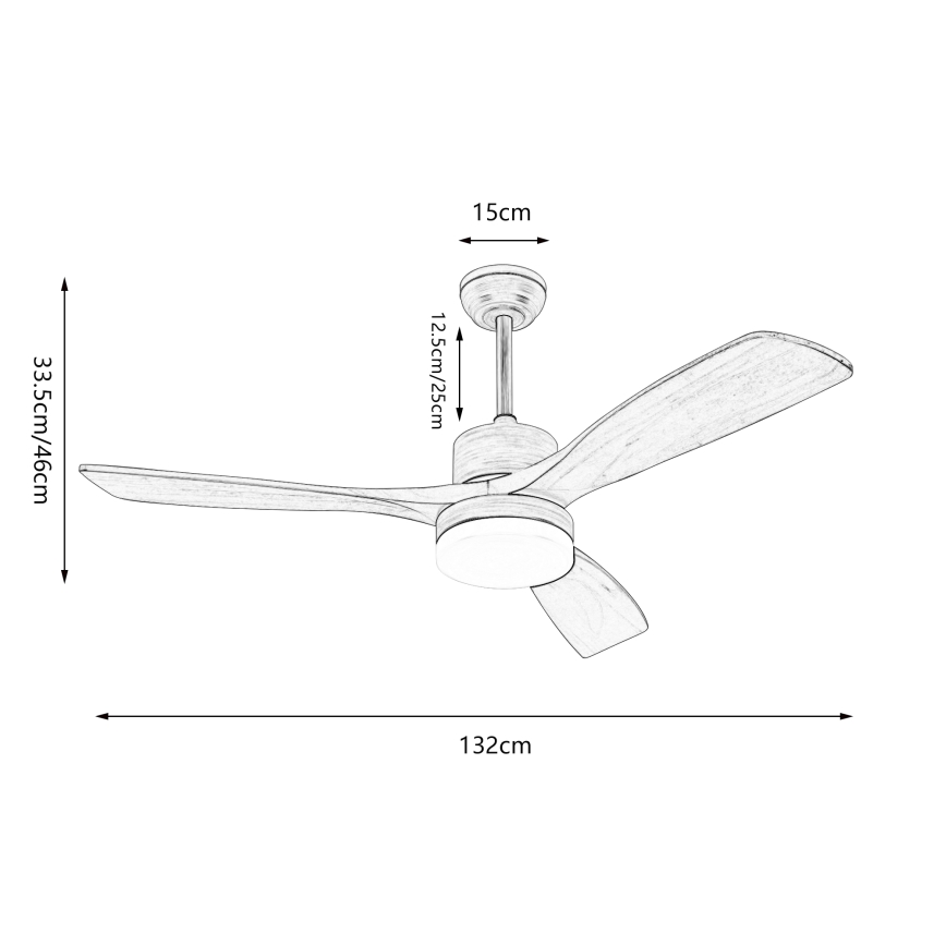 ZEVENTI - LED Stmievateľný stropný ventilátor MARE LED/24W/230V 3000-6000K Wi-Fi Tuya dub + diaľkové ovládanie