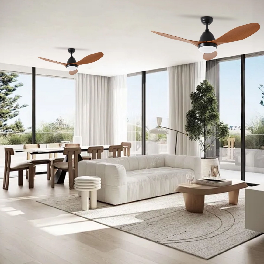 ZEVENTI - LED Stmievateľný stropný ventilátor MURO LED/18W/230V 3000-6000K Wi-Fi Tuya čierna + diaľkové ovládanie