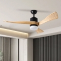 ZEVENTI - LED stropný ventilátor NATURITO LED/18W/230V 3000-6000K Wi-Fi Tuya čierny/dub + diaľkové ovládanie