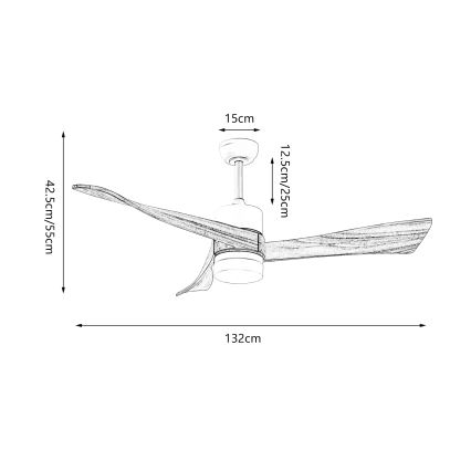 ZEVENTI - LED stropný ventilátor NATURITO LED/18W/230V 3000/4000/6000K Wi-Fi Tuya biela/dub + diaľkové ovládanie
