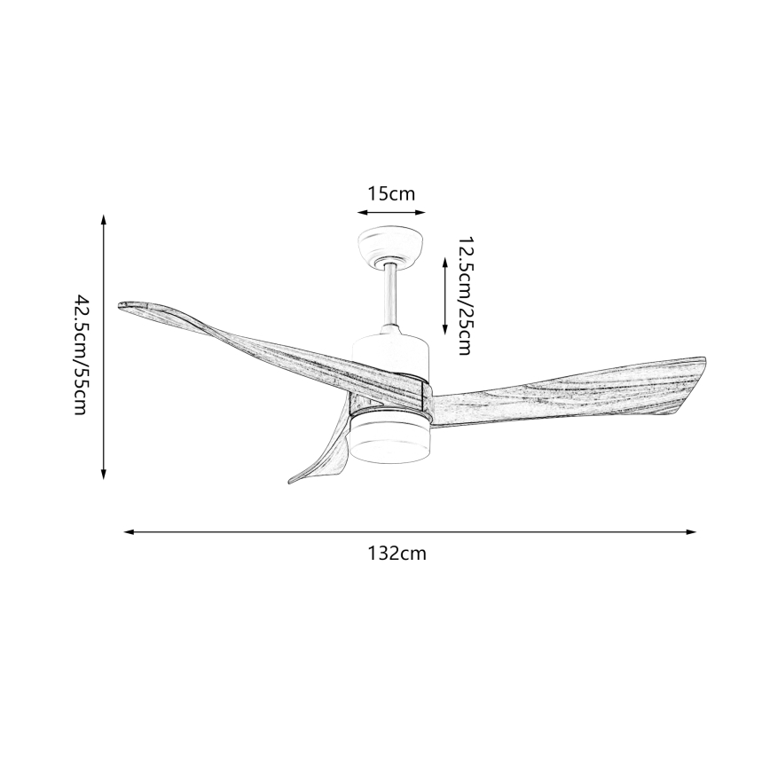 ZEVENTI - LED stropný ventilátor NATURITO LED/18W/230V 3000/4000/6000K Wi-Fi Tuya čierna/dub + diaľkové ovládanie
