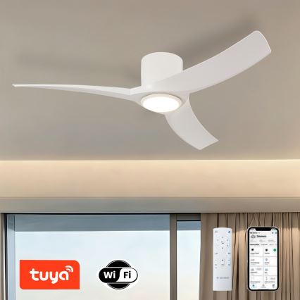 ZEVENTI - stmievateľný LED stropný ventilátor ORBITO LED/24W/230V 3000/4000/6000K Wi-Fi Tuya biela + diaľkové ovládanie