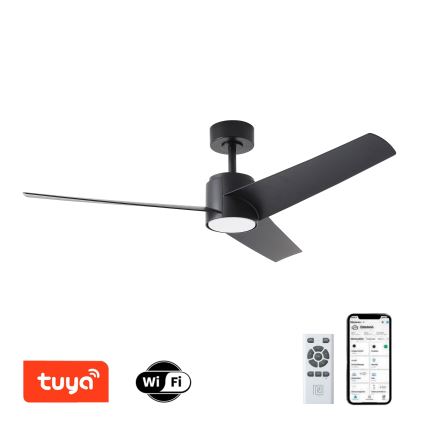ZEVENTI - LED Stmievateľný stropný ventilátor ORVIETO LED/18W/230V 3000-6000K Wi-Fi Tuya čierna + diaľkové ovládanie