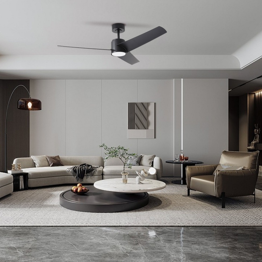 ZEVENTI - LED Stmievateľný stropný ventilátor ORVIETO LED/18W/230V 3000-6000K Wi-Fi Tuya čierna + diaľkové ovládanie