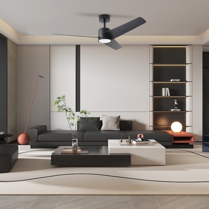 ZEVENTI - LED Stmievateľný stropný ventilátor ORVIETO LED/18W/230V 3000-6000K Wi-Fi Tuya čierna + diaľkové ovládanie