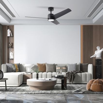 ZEVENTI - LED stropný ventilátor ORVIETO LED/18W/230V 3000/4000/6000K Wi-Fi Tuya čierna + diaľkové ovládanie