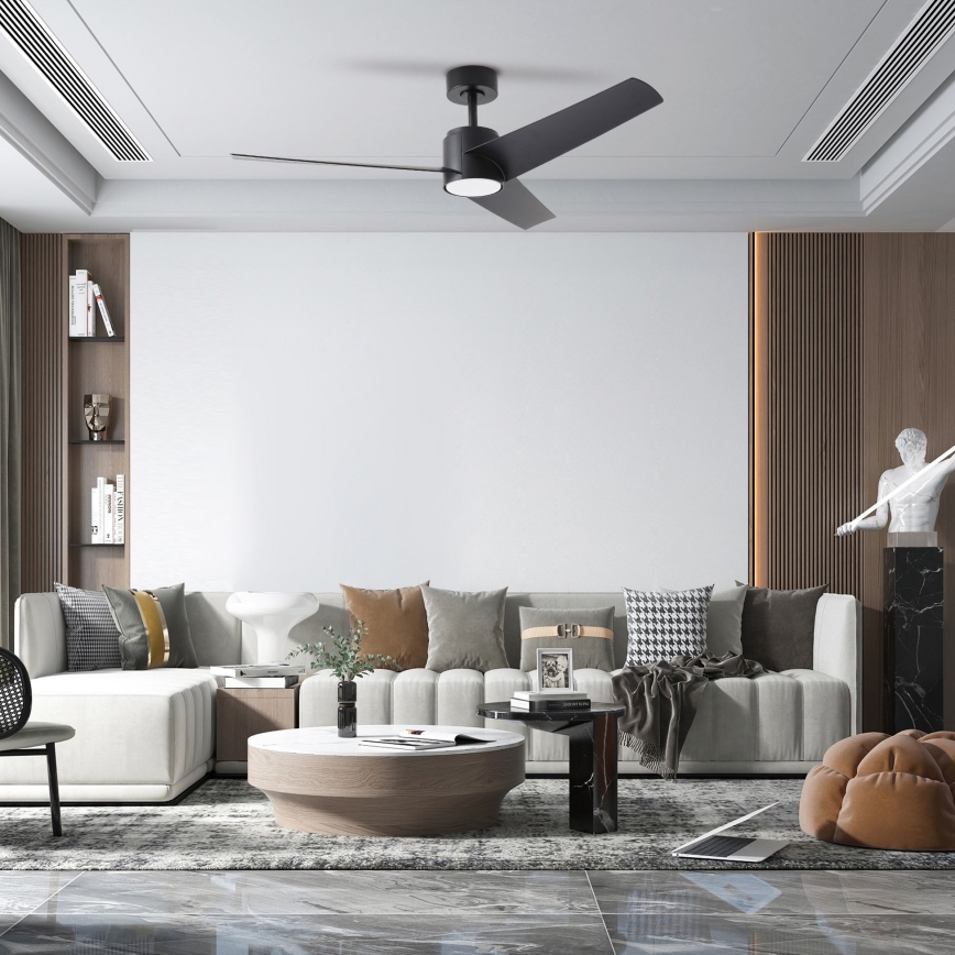 ZEVENTI - LED stropný ventilátor ORVIETO LED/18W/230V 3000/4000/6000K Wi-Fi Tuya čierna + diaľkové ovládanie