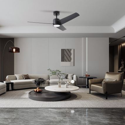 ZEVENTI - LED stropný ventilátor ORVIETO LED/18W/230V 3000/4000/6000K Wi-Fi Tuya čierna + diaľkové ovládanie