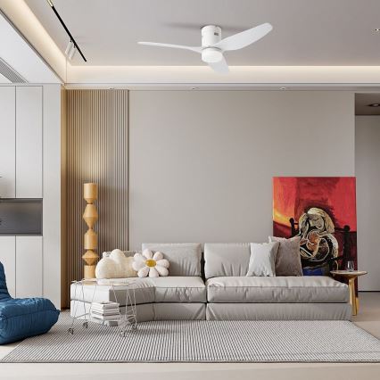 ZEVENTI - LED Stmievateľný stropný ventilátor PADUA LED/18W/230V 3000-6000K Wi-Fi Tuya biela + diaľkové ovládanie