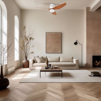 ZEVENTI - LED Stmievateľný stropný ventilátor PADUA LED/18W/230V 3000-6000K Wi-Fi Tuya biela/hnedá + diaľkové ovládanie