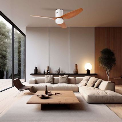 ZEVENTI - LED Stmievateľný stropný ventilátor PADUA LED/18W/230V 3000-6000K Wi-Fi Tuya biela/hnedá + diaľkové ovládanie