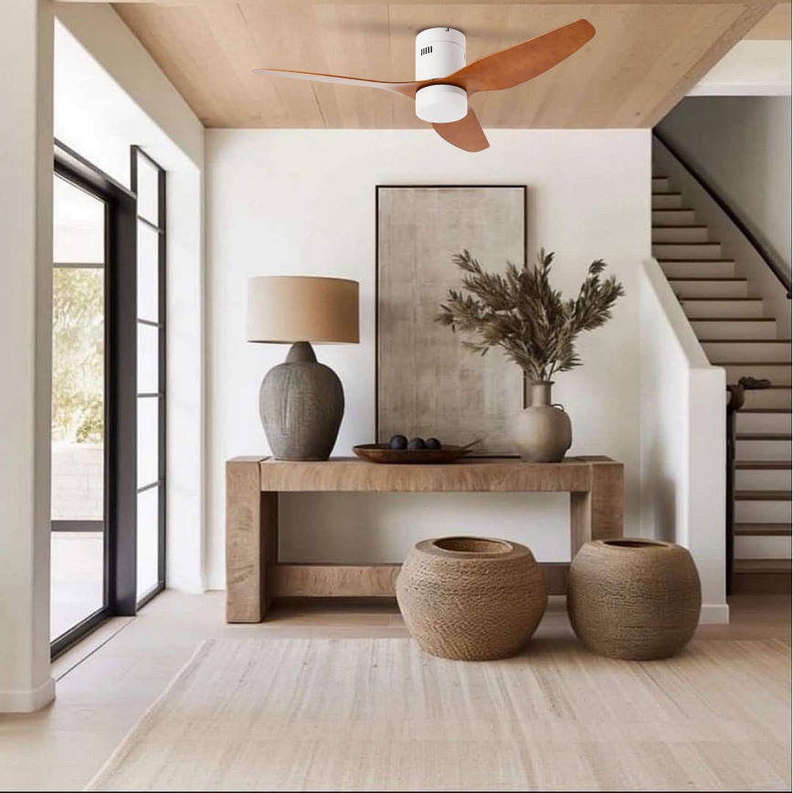 ZEVENTI - LED Stmievateľný stropný ventilátor PADUA LED/18W/230V 3000-6000K Wi-Fi Tuya biela/hnedá + diaľkové ovládanie
