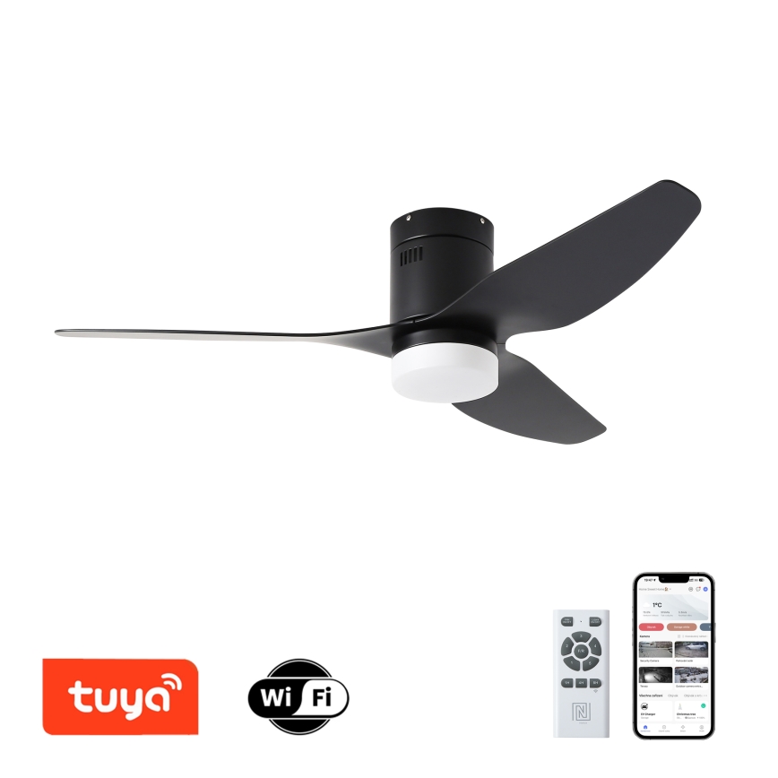 ZEVENTI - LED Stmievateľný stropný ventilátor PADUA LED/18W/230V 3000-6000K Wi-Fi Tuya čierna + diaľkové ovládanie