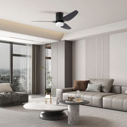 ZEVENTI - LED Stmievateľný stropný ventilátor PADUA LED/18W/230V 3000-6000K Wi-Fi Tuya čierna + diaľkové ovládanie
