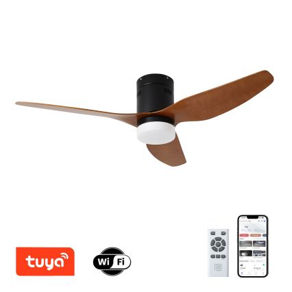 ZEVENTI - LED Stmievateľný stropný ventilátor PADUA LED/18W/230V 3000-6000K Wi-Fi Tuya čierna/hnedá + diaľkové ovládanie