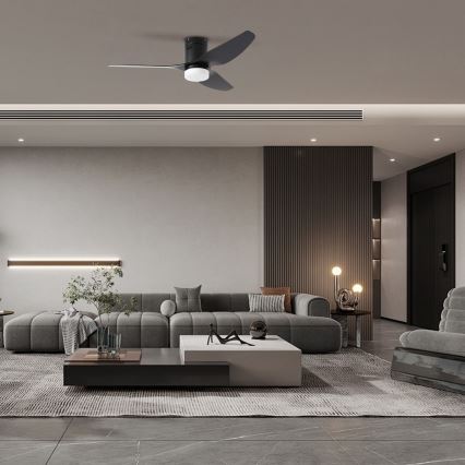 ZEVENTI - LED stropný ventilátor PADUA LED/18W/230V 3000/4000/6000K Wi-Fi Tuya čierny + diaľkové ovládanie