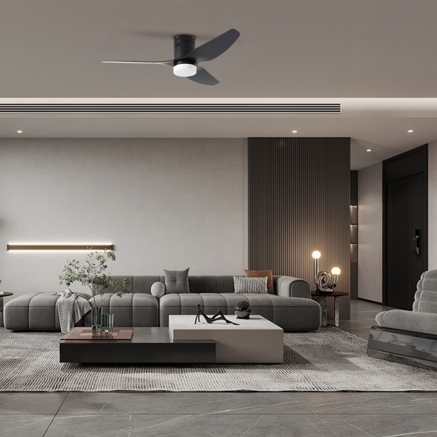 ZEVENTI - LED stropný ventilátor PADUA LED/18W/230V 3000/4000/6000K Wi-Fi Tuya čierny + diaľkové ovládanie