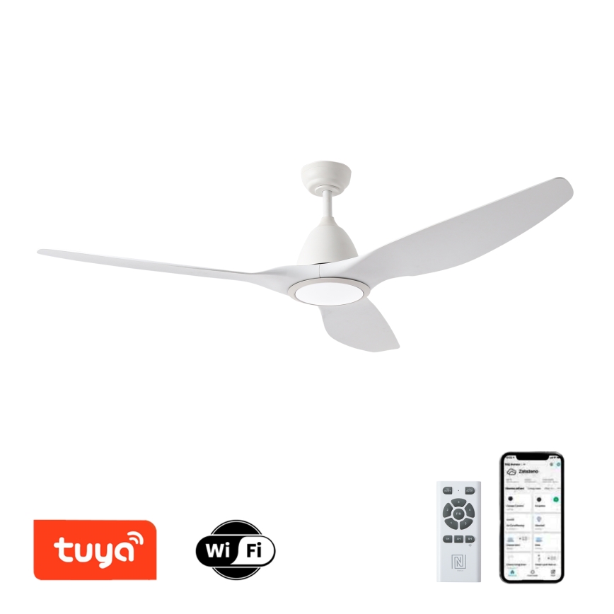 ZEVENTI - LED Stmievateľný stropný ventilátor URBINO LED/20W/230V 3000-6000K Wi-Fi Tuya biela + diaľkové ovládanie