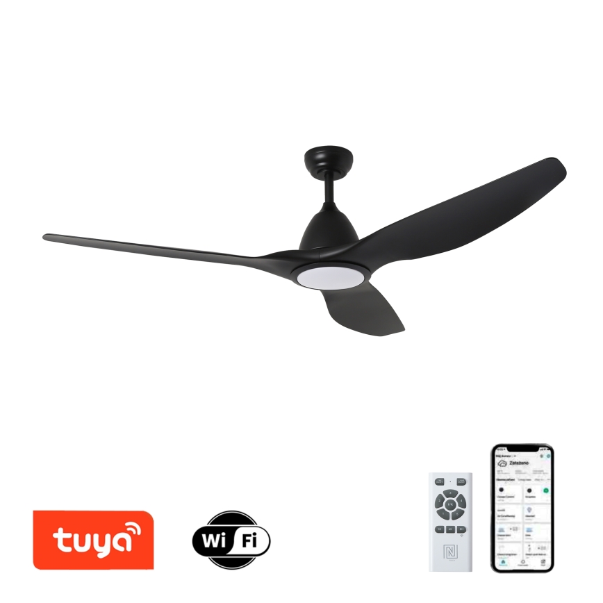ZEVENTI - LED Stmievateľný stropný ventilátor URBINO LED/20W/230V 3000-6000K Wi-Fi Tuya čierna + diaľkové ovládanie