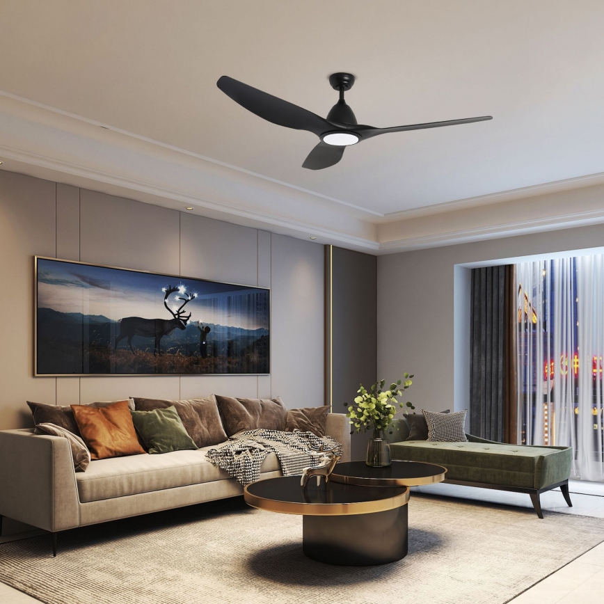 ZEVENTI - LED Stmievateľný stropný ventilátor URBINO LED/20W/230V 3000-6000K Wi-Fi Tuya čierna + diaľkové ovládanie