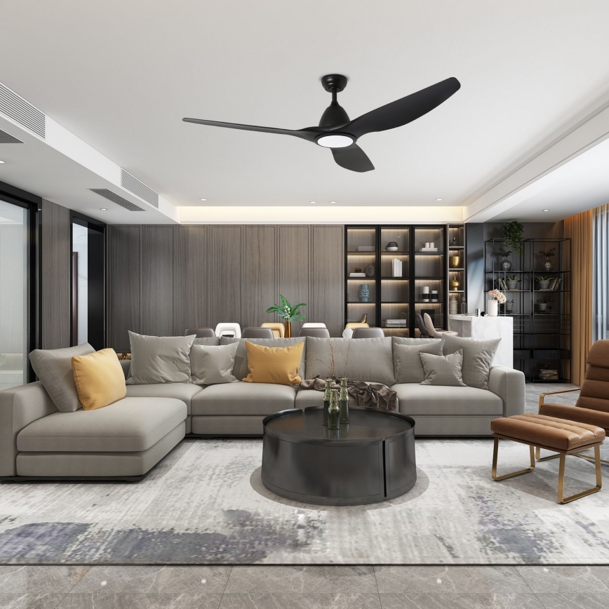 ZEVENTI - LED Stmievateľný stropný ventilátor URBINO LED/20W/230V 3000-6000K Wi-Fi Tuya čierna + diaľkové ovládanie