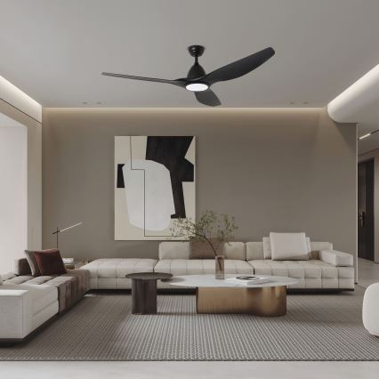 ZEVENTI - LED Stmievateľný stropný ventilátor URBINO LED/20W/230V 3000-6000K Wi-Fi Tuya čierna + diaľkové ovládanie