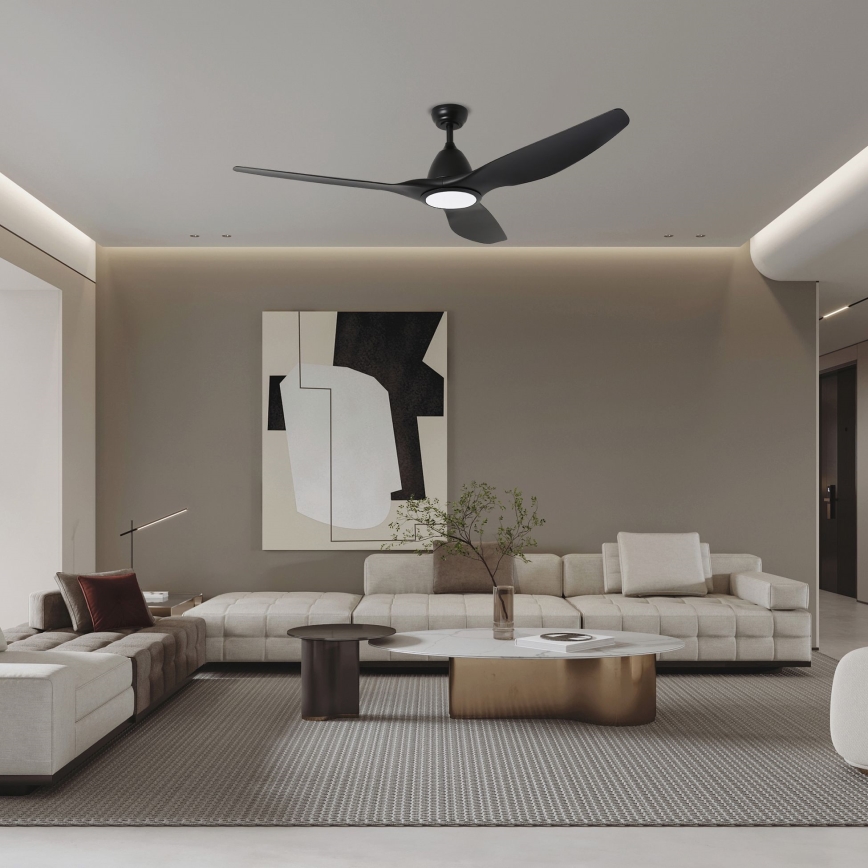 ZEVENTI - LED Stmievateľný stropný ventilátor URBINO LED/20W/230V 3000-6000K Wi-Fi Tuya čierna + diaľkové ovládanie