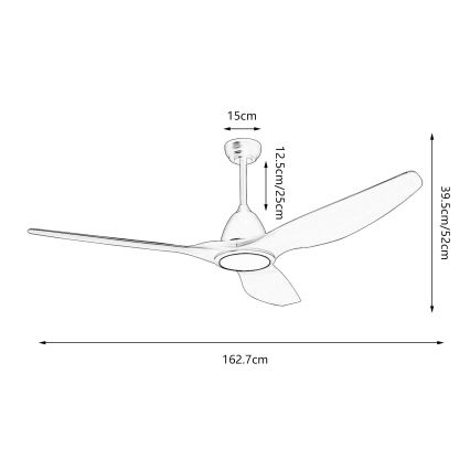 ZEVENTI - LED Stmievateľný stropný ventilátor URBINO LED/20W/230V 3000-6000K Wi-Fi Tuya čierna + diaľkové ovládanie