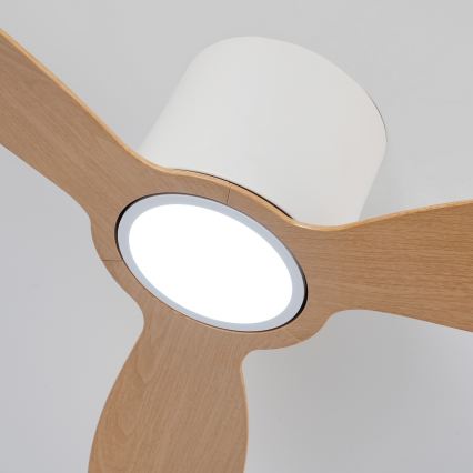 ZEVENTI - LED stlmiteľný stropný ventilátor VENTORA LED/24W/230V 3000/4000/6000K Wi-Fi Tuya biela/dub + diaľkové ovládanie