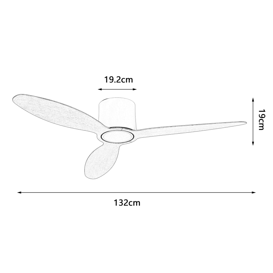ZEVENTI - LED stlmiteľný stropný ventilátor VENTORA LED/24W/230V 3000/4000/6000K Wi-Fi Tuya biela/dub + diaľkové ovládanie