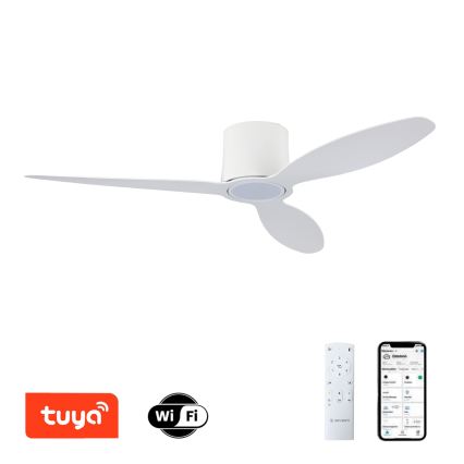 ZEVENTI - LED stmievateľný stropný ventilátor VENTORA LED/24W/230V 3000/4000/6000K Wi-Fi Tuya biely + diaľkové ovládanie
