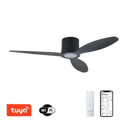 ZEVENTI - stmievateľný LED stropný ventilátor VENTORA LED/24W/230V 3000/4000/6000K Wi-Fi Tuya čierny + diaľkové ovládanie