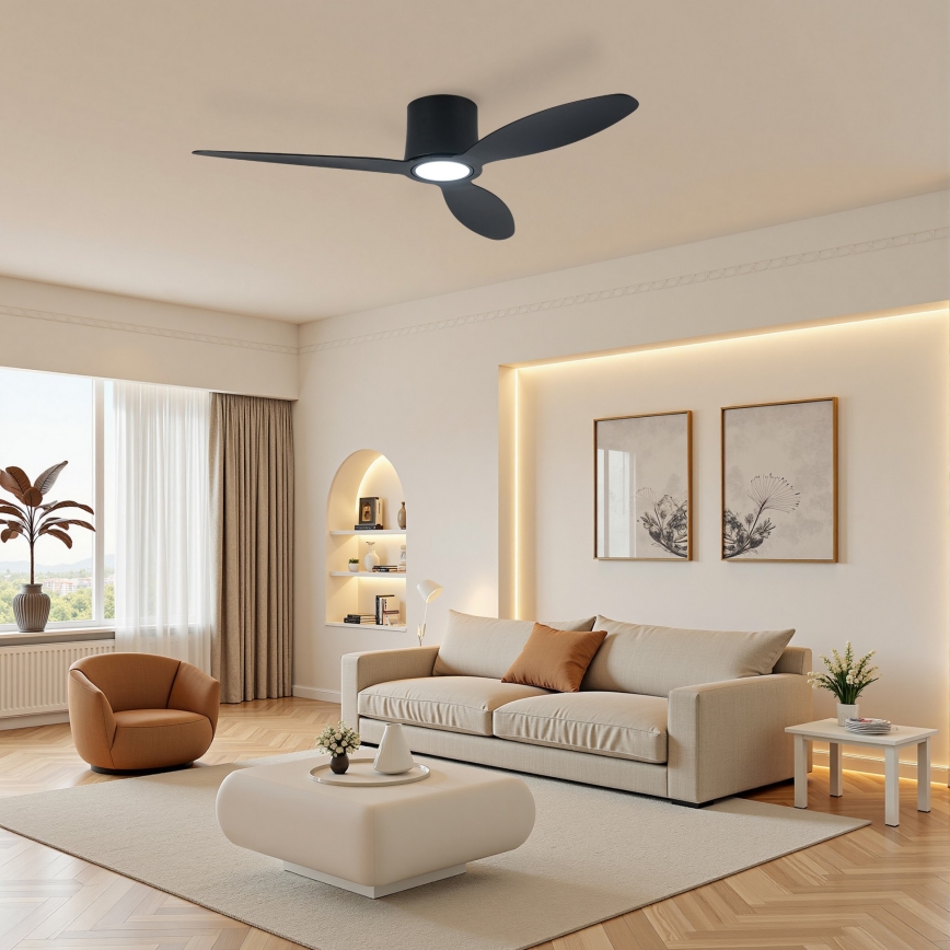 ZEVENTI - stmievateľný LED stropný ventilátor VENTORA LED/24W/230V 3000/4000/6000K Wi-Fi Tuya čierny + diaľkové ovládanie