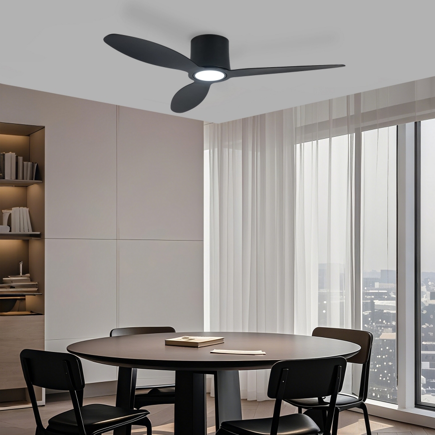 ZEVENTI - stmievateľný LED stropný ventilátor VENTORA LED/24W/230V 3000/4000/6000K Wi-Fi Tuya čierny + diaľkové ovládanie