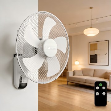 ZEVENTI - Nástenný ventilátor FANNY 45 W/230 V pr. 41 cm biely + diaľkové ovládanie
