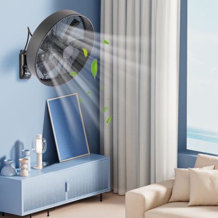 ZEVENTI - Nástenný ventilátor FANNY 50W/230V čierny + diaľkové ovládanie