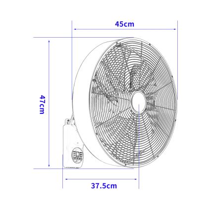 ZEVENTI - Nástenný ventilátor FANNY 50W/230V matný chróm + diaľkové ovládanie