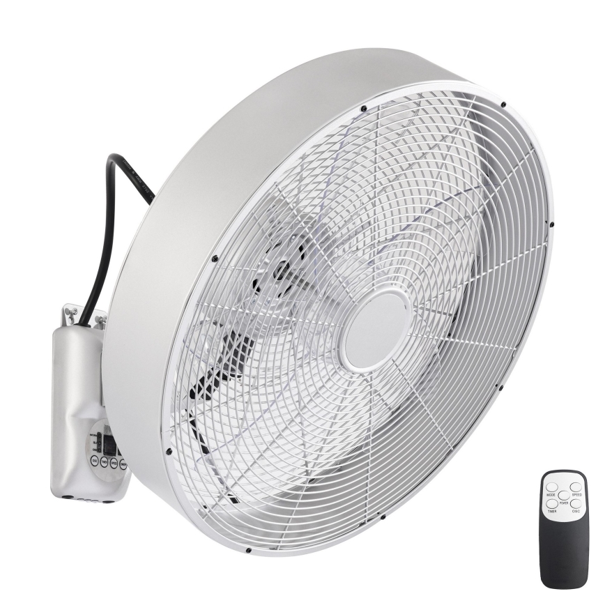 ZEVENTI - Nástenný ventilátor FANNY 50W/230V pr. 45 cm matný chróm + diaľkové ovládanie