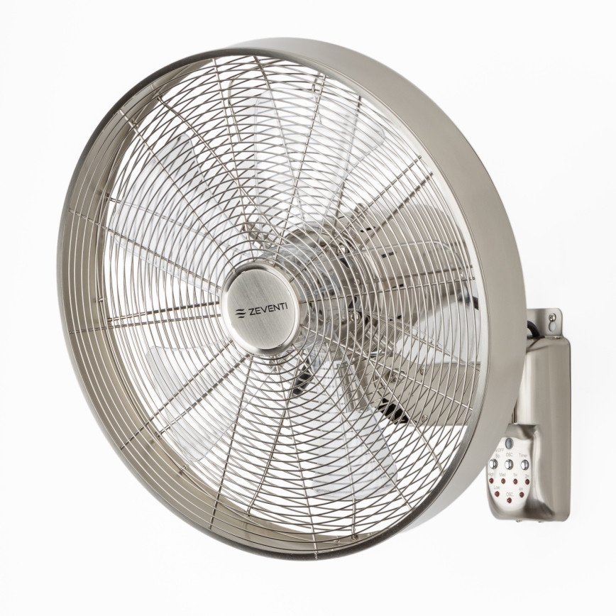 ZEVENTI - Nástenný ventilátor FREEZE 50W/230V priemer 45 cm matný chróm + diaľkové ovládanie