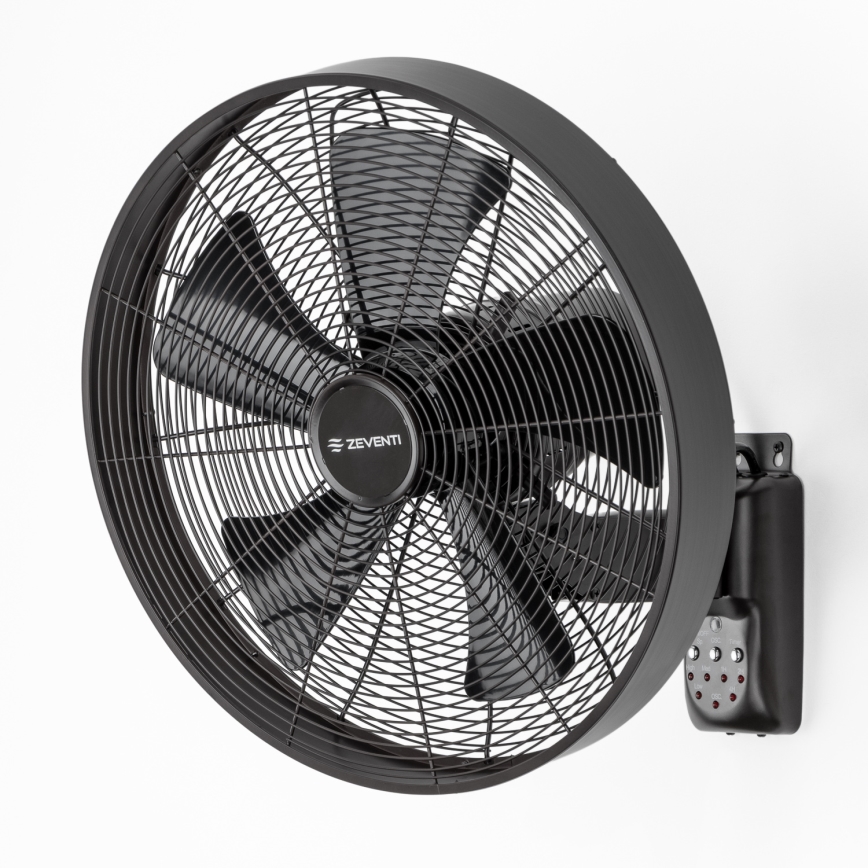ZEVENTI - Nástenný ventilátor FREEZE 50W/230V pr. 45 cm čierna + diaľkové ovládanie