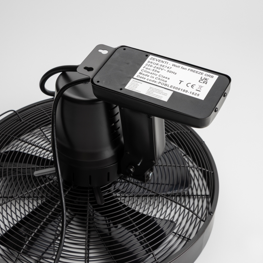 ZEVENTI - Nástenný ventilátor FREEZE 50W/230V pr. 45 cm čierna + diaľkové ovládanie