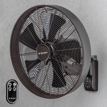 ZEVENTI - Nástenný ventilátor FREEZE 50W/230V priemer 45 cm čierna/hnedá + diaľkové ovládanie