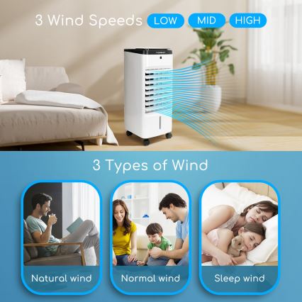 ZEVENTI - Ochladzovač vzduchu ARCTIC 60W/230V čierna/biela + diaľkové ovládanie