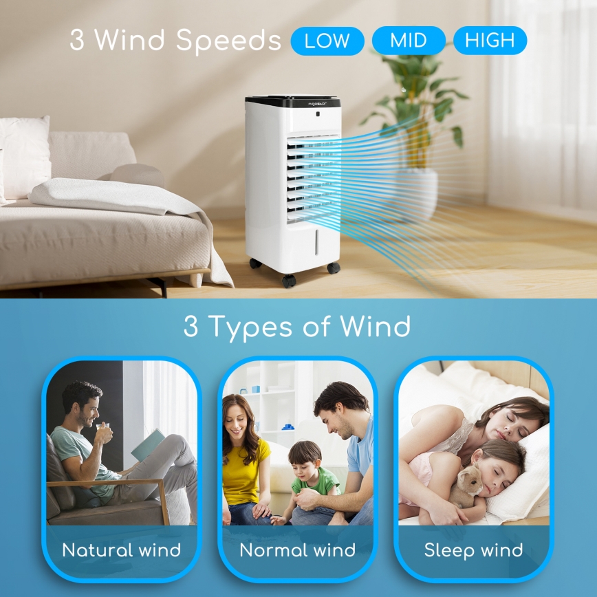 ZEVENTI - Ochladzovač vzduchu ARCTIC 60W/230V čierna/biela + diaľkové ovládanie