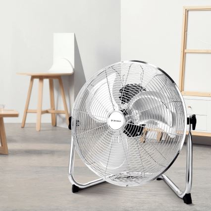 ZEVENTI - Podlahový ventilátor FLOW 60W/230V 44,5 cm lesklý chróm