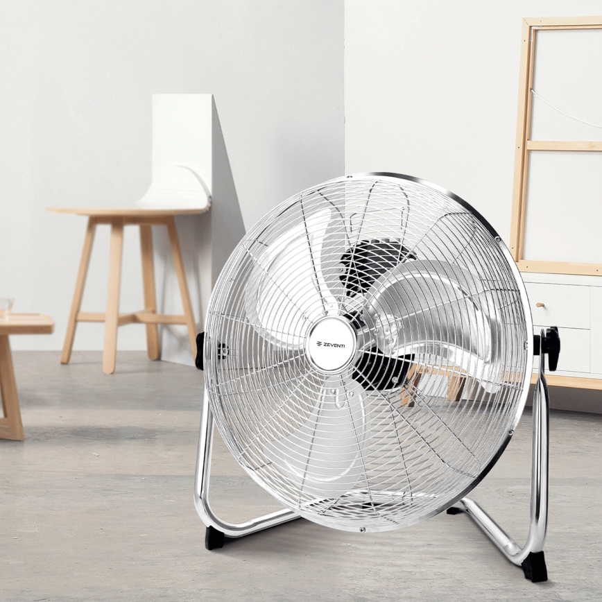 ZEVENTI - Podlahový ventilátor FLOW 60W/230V 44,5 cm lesklý chróm